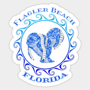 Flagler Beach Florida Vacation Tribal Manatees Sticker